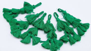 Dark Green Tassels, Cotton Tassels, Bohemian